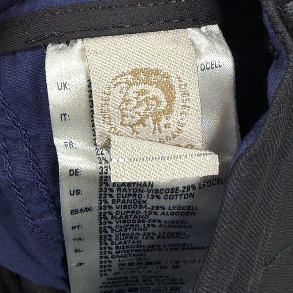 Diesel Pants Size 28W x 28L Slim Chino Pants Black Pleated Cotton Blend Women's - Picture 7 of 15